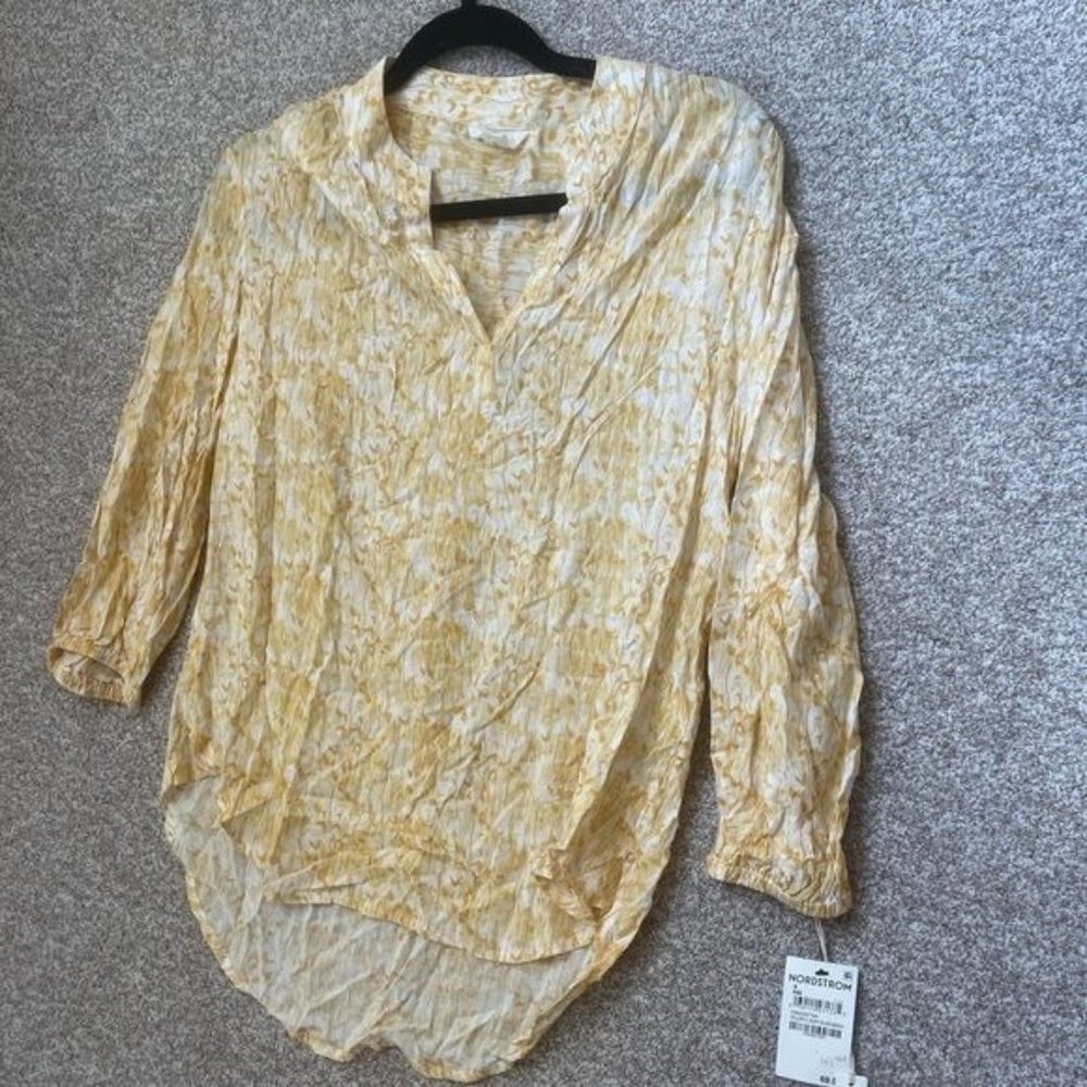 Caslon Lightweight Yellow Long Sleeve Top Blouse Size Small